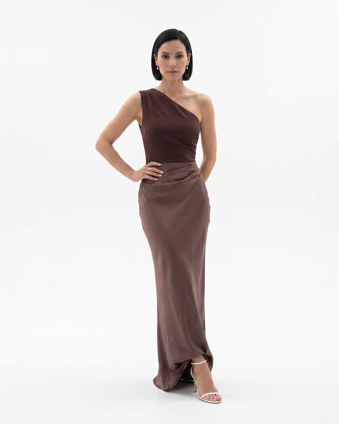 Sorvienne | Women’s One Shoulder Satin Evening Dress