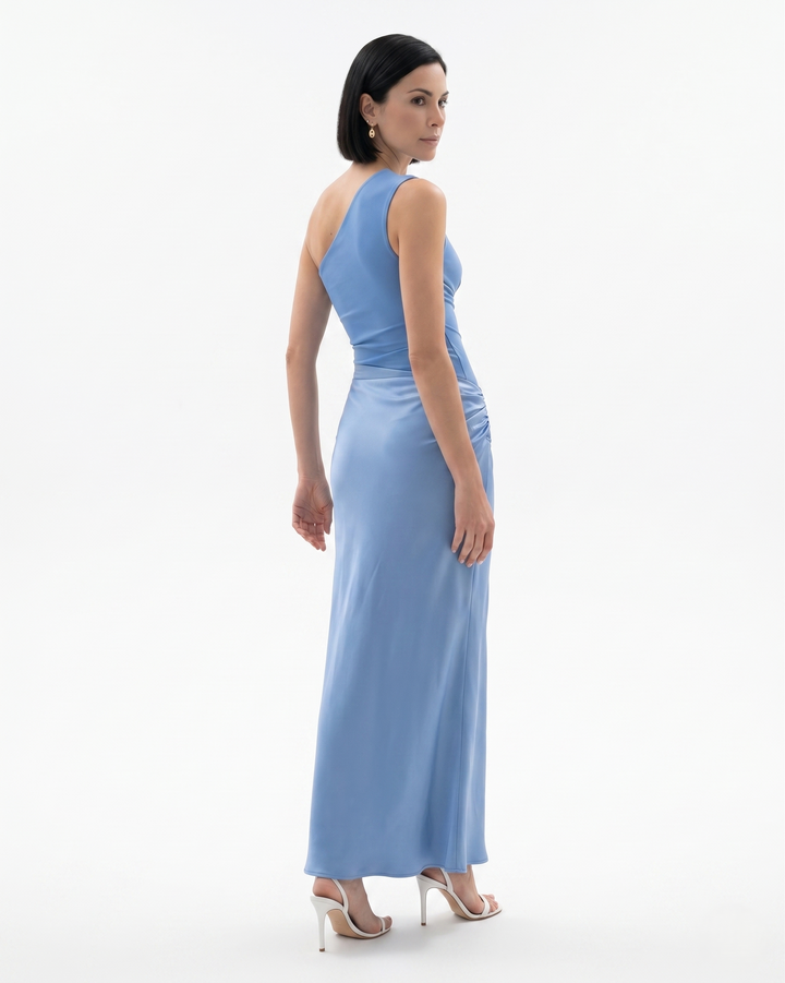 Sorvienne | Women’s One Shoulder Satin Evening Dress