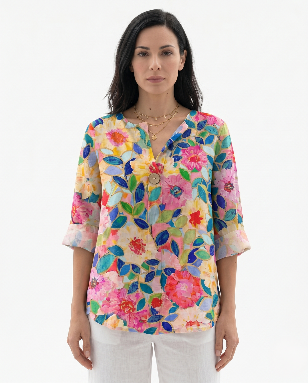 Sorvienne | Women’s Relaxed Fit Floral Cotton Blouse