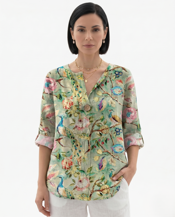 Sorvienne | Women’s Relaxed Fit Floral Cotton Blouse