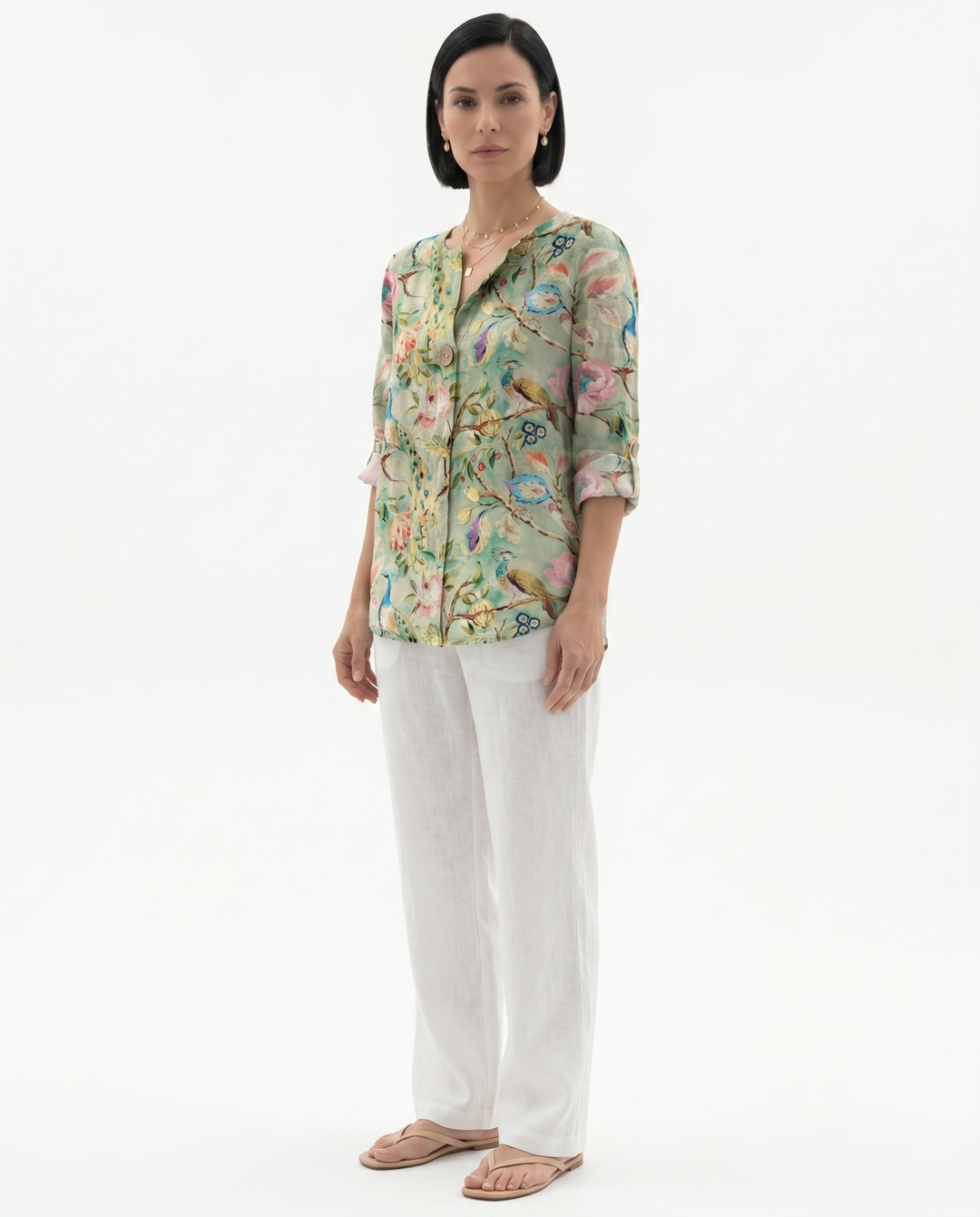 Sorvienne | Women’s Relaxed Fit Floral Cotton Blouse