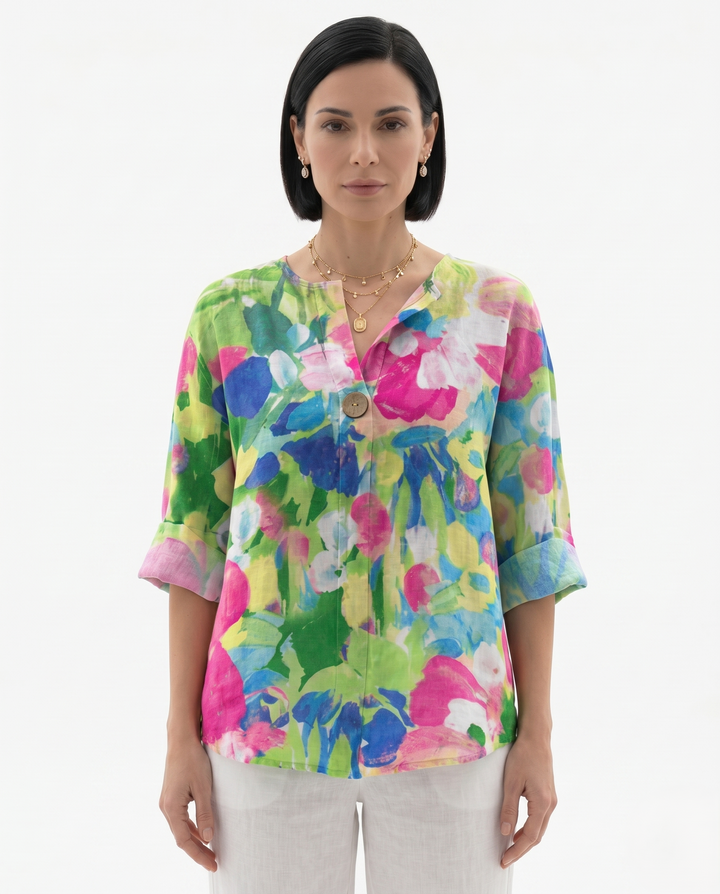 Sorvienne | Women’s Relaxed Fit Floral Cotton Blouse