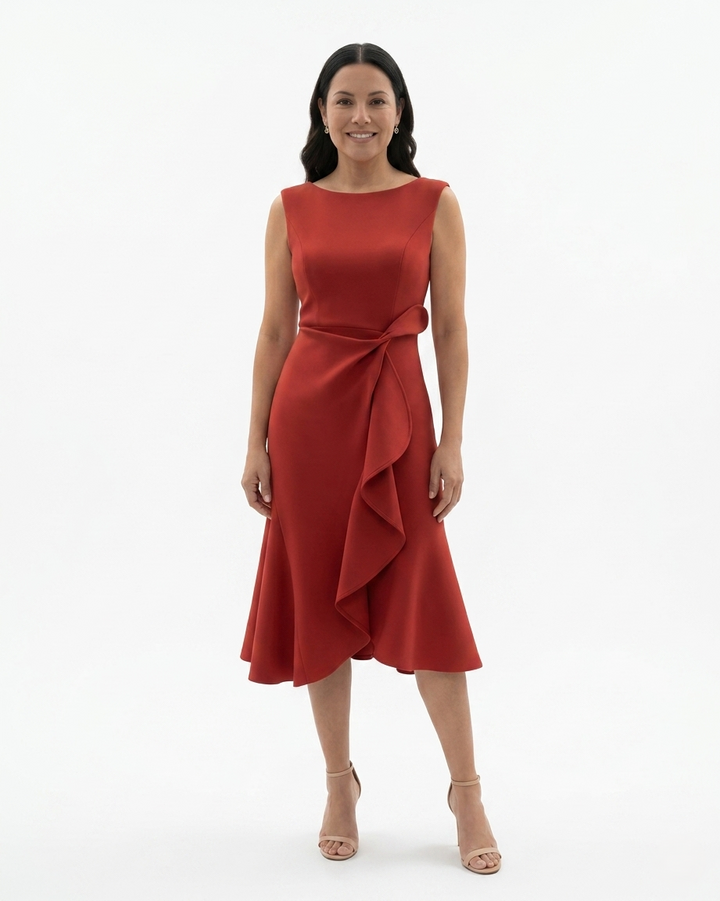 Sorvienne | Women’s Sculpted Waist Flared Midi Dress
