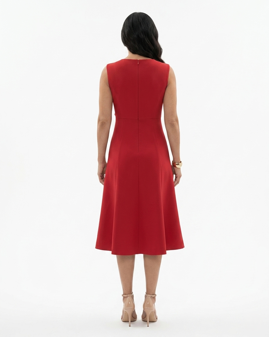 Sorvienne | Women’s Sculpted Waist Flared Midi Dress