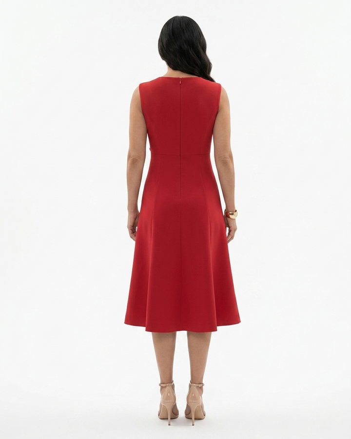 Sorvienne | Women’s Sculpted Waist Flared Midi Dress