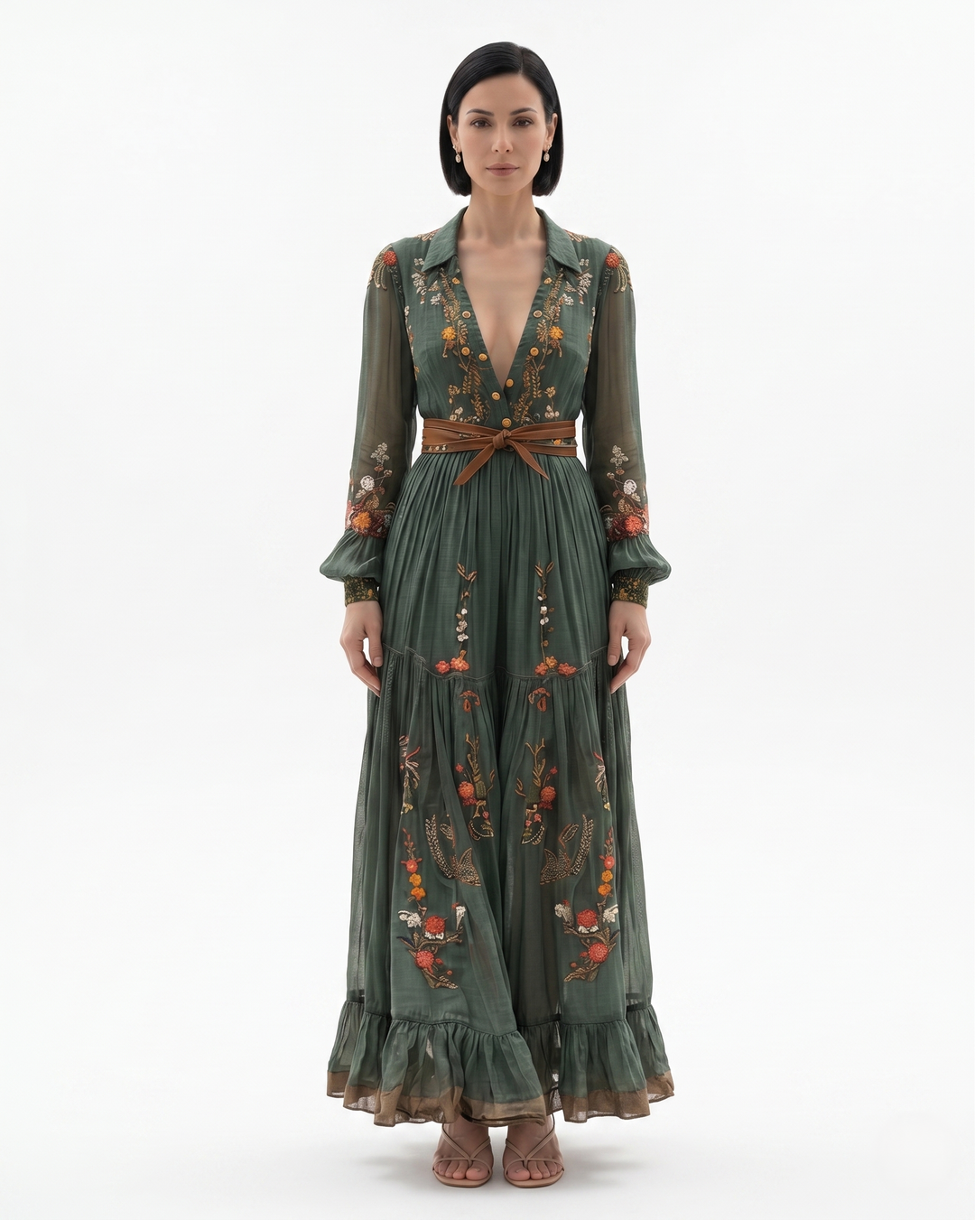 Sorvienne | Women’s Sheer Floral Maxi Dress