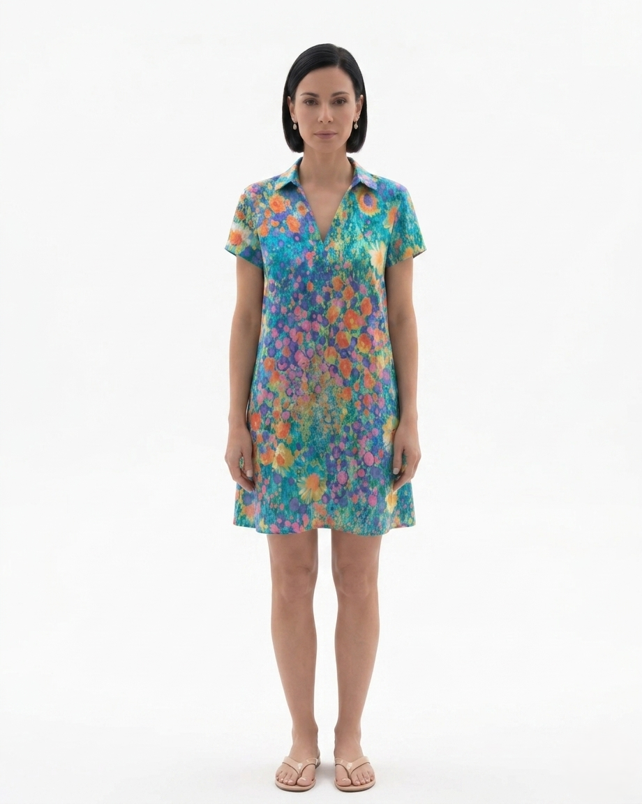 Sorvienne | Women’s Short Sleeve Printed Dress