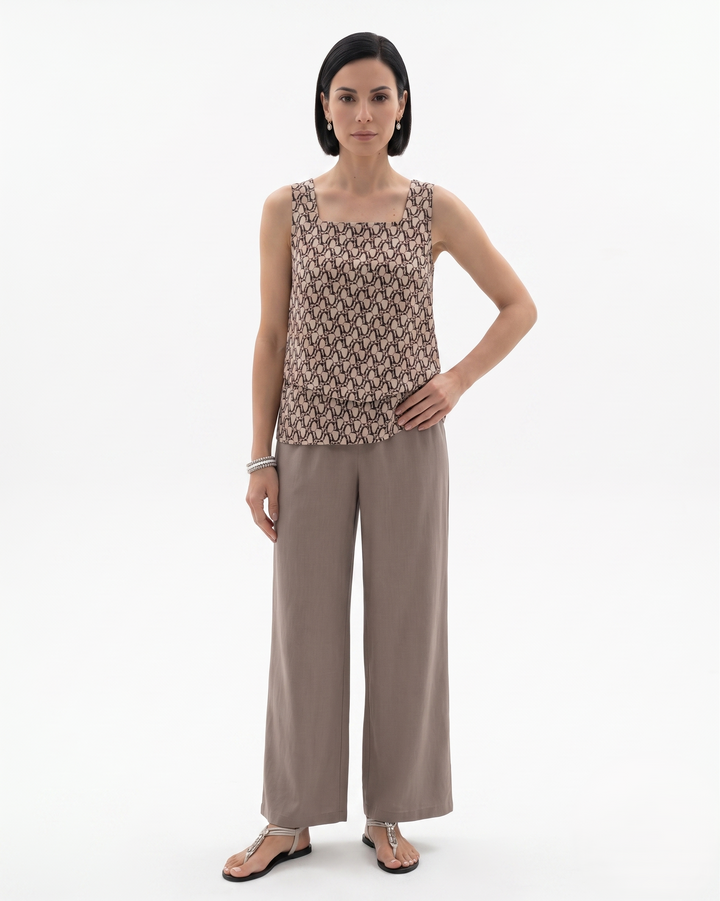 Sorvienne | Women’s Sleeveless Layered Blouse Trousers Set