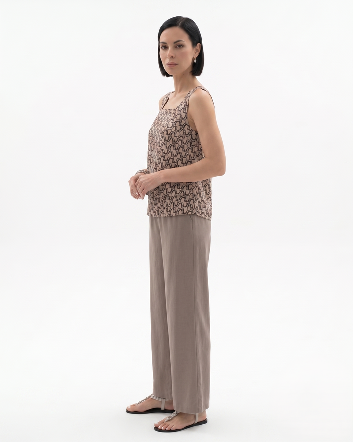 Sorvienne | Women’s Sleeveless Layered Blouse Trousers Set