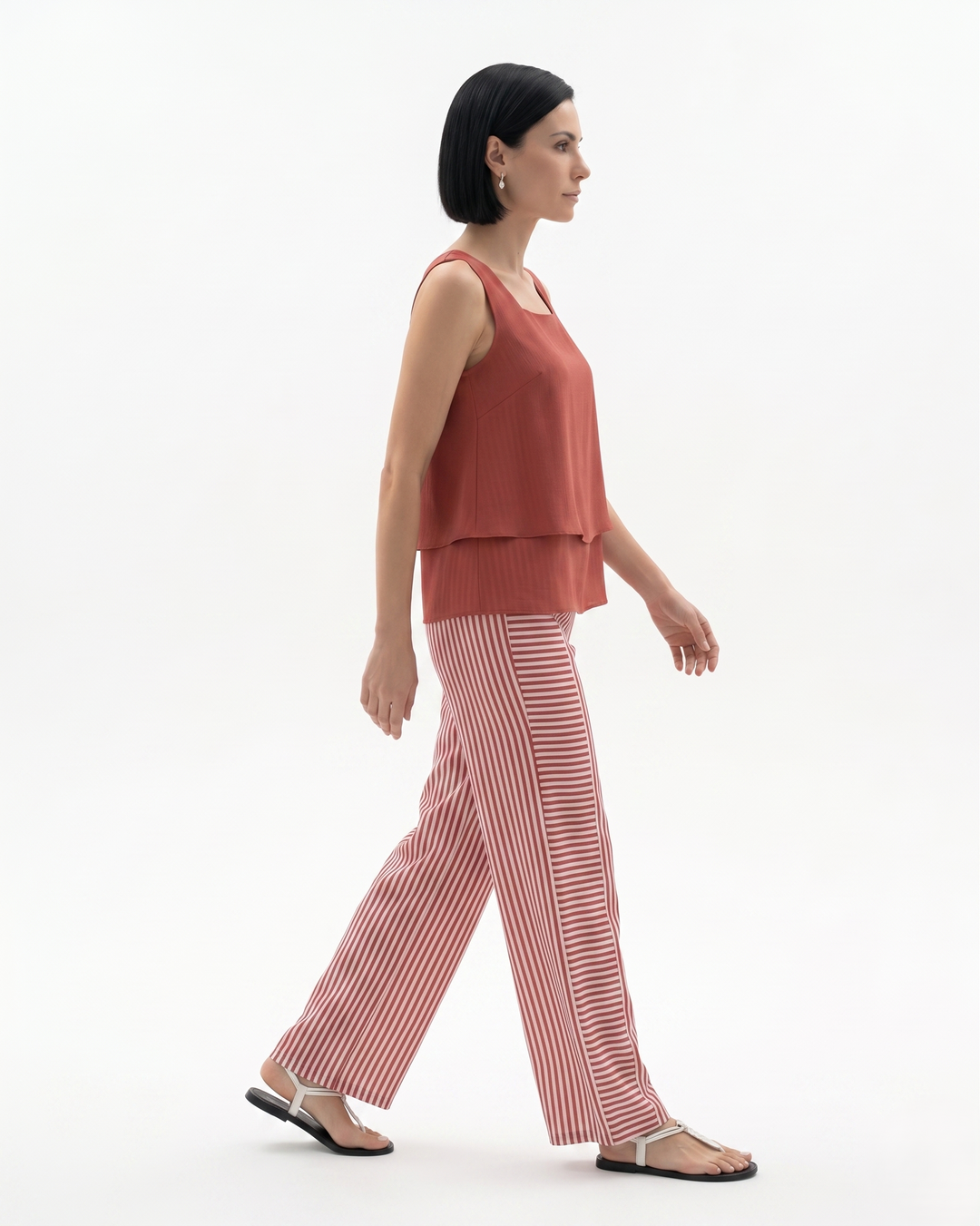Sorvienne | Women’s Sleeveless Layered Blouse Trousers Set
