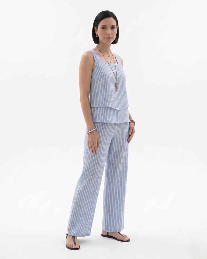 Sorvienne | Women’s Sleeveless Layered Blouse Trousers Set