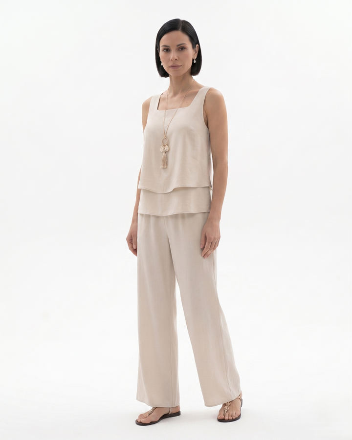 Sorvienne | Women’s Sleeveless Layered Blouse Trousers Set