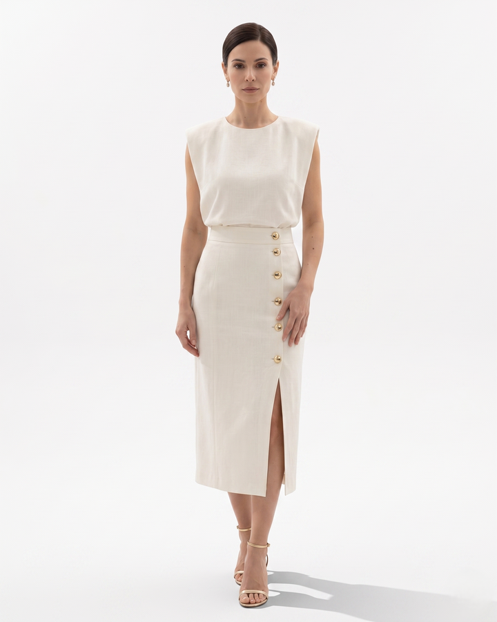 Sorvienne | Women’s Structured Pencil Midi Dress