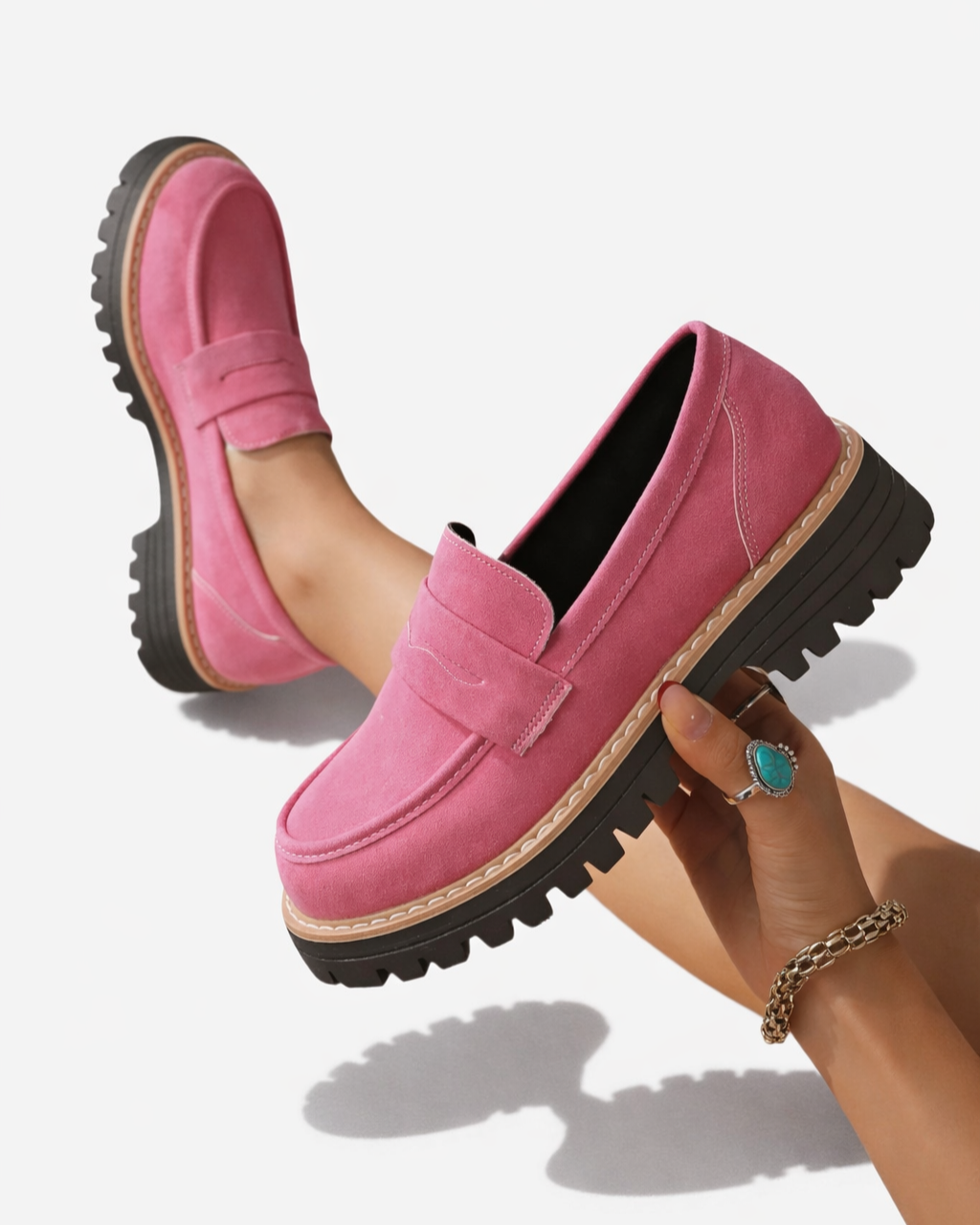 Sorvienne | Women’s Suede Platform Loafers