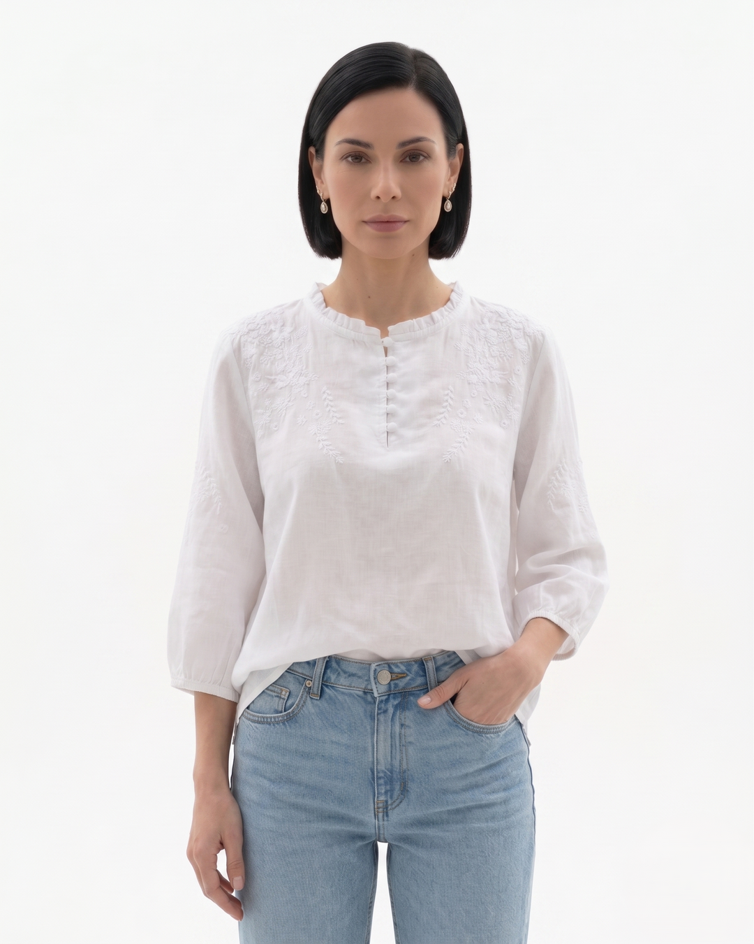 Sorvienne | Women’s Textured Cotton Blouse