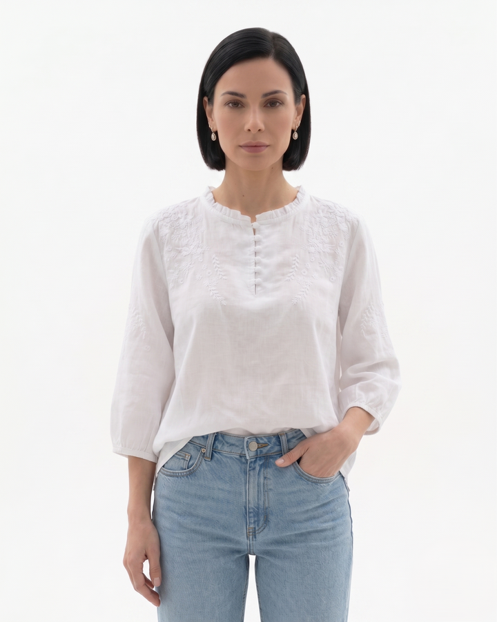 Sorvienne | Women’s Textured Cotton Blouse