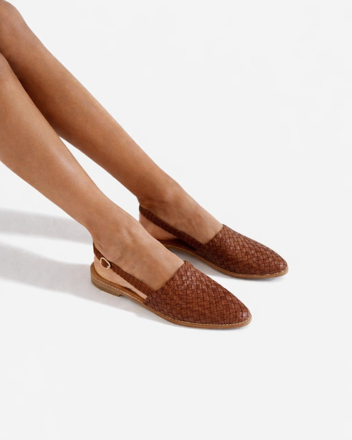 Sorvienne | Women’s Woven Leather Slingback Shoes