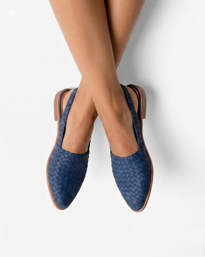 Sorvienne | Women’s Woven Leather Slingback Shoes