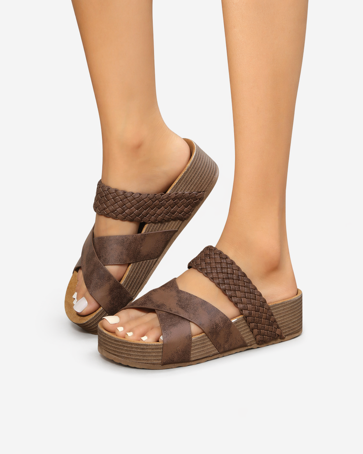 Sorvienne | Women’s Woven Strap Platform Sandals