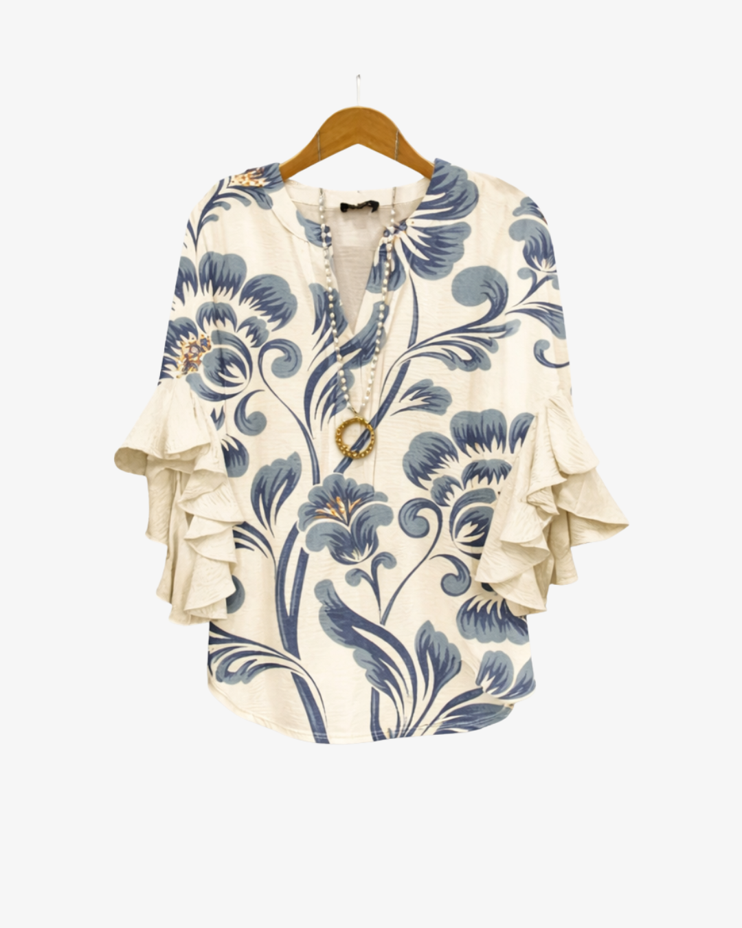 Sorvienne | Women’s Textured Ruffle Sleeve Blouse