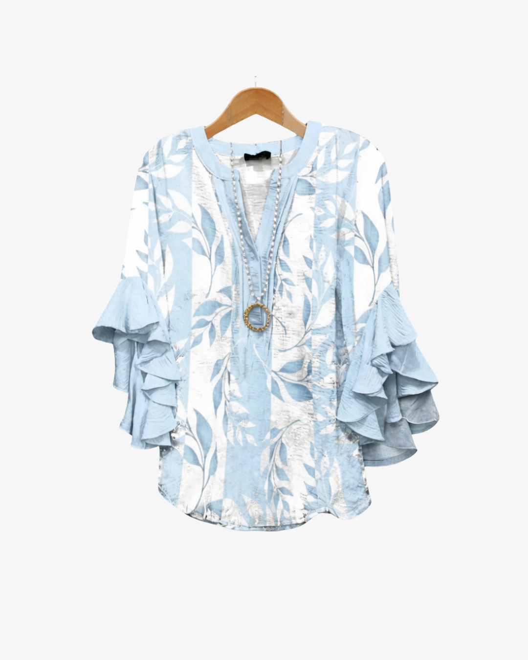 Sorvienne | Women’s Textured Ruffle Sleeve Blouse