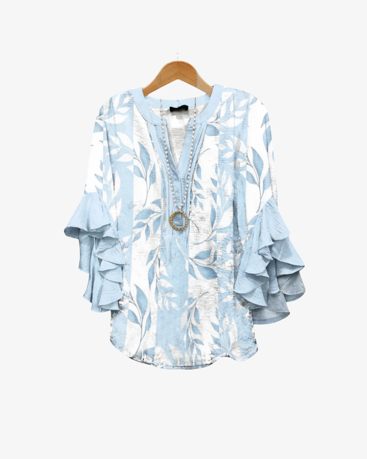 Sorvienne | Women’s Textured Ruffle Sleeve Blouse