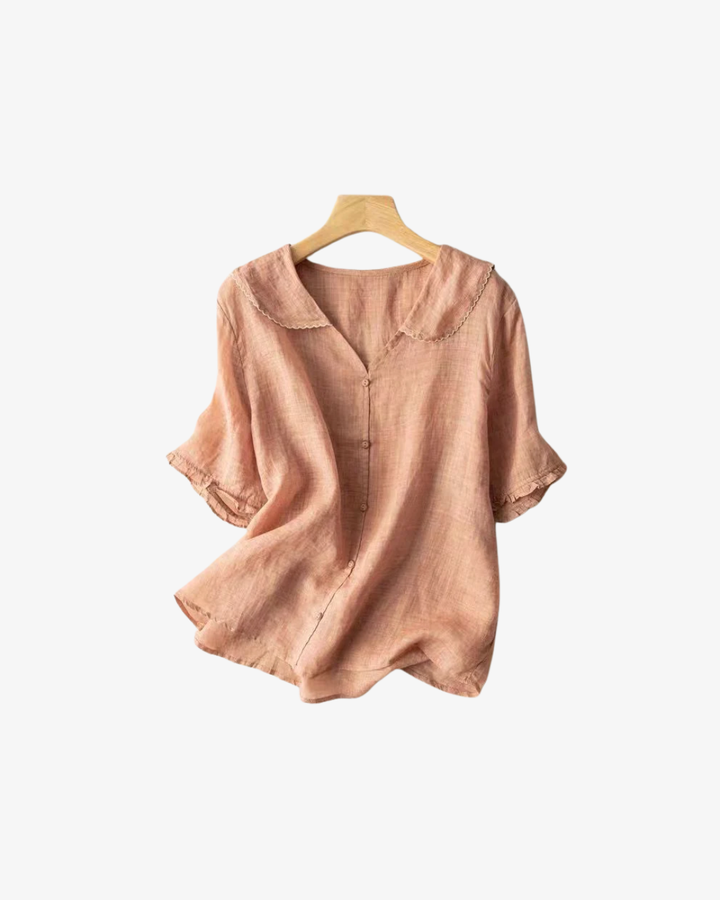 Sorvienne | Women’s Linen Peter Pan Collar Blouse