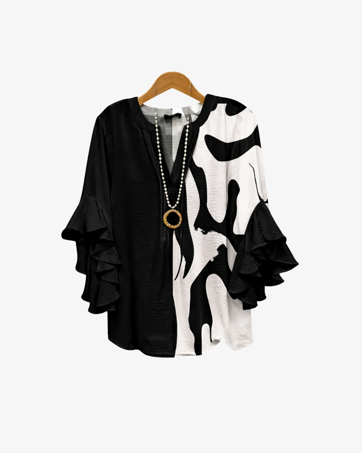 Sorvienne | Women’s Textured Ruffle Sleeve Blouse