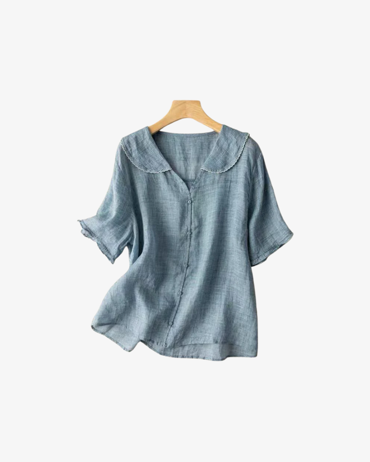 Sorvienne | Women’s Linen Peter Pan Collar Blouse