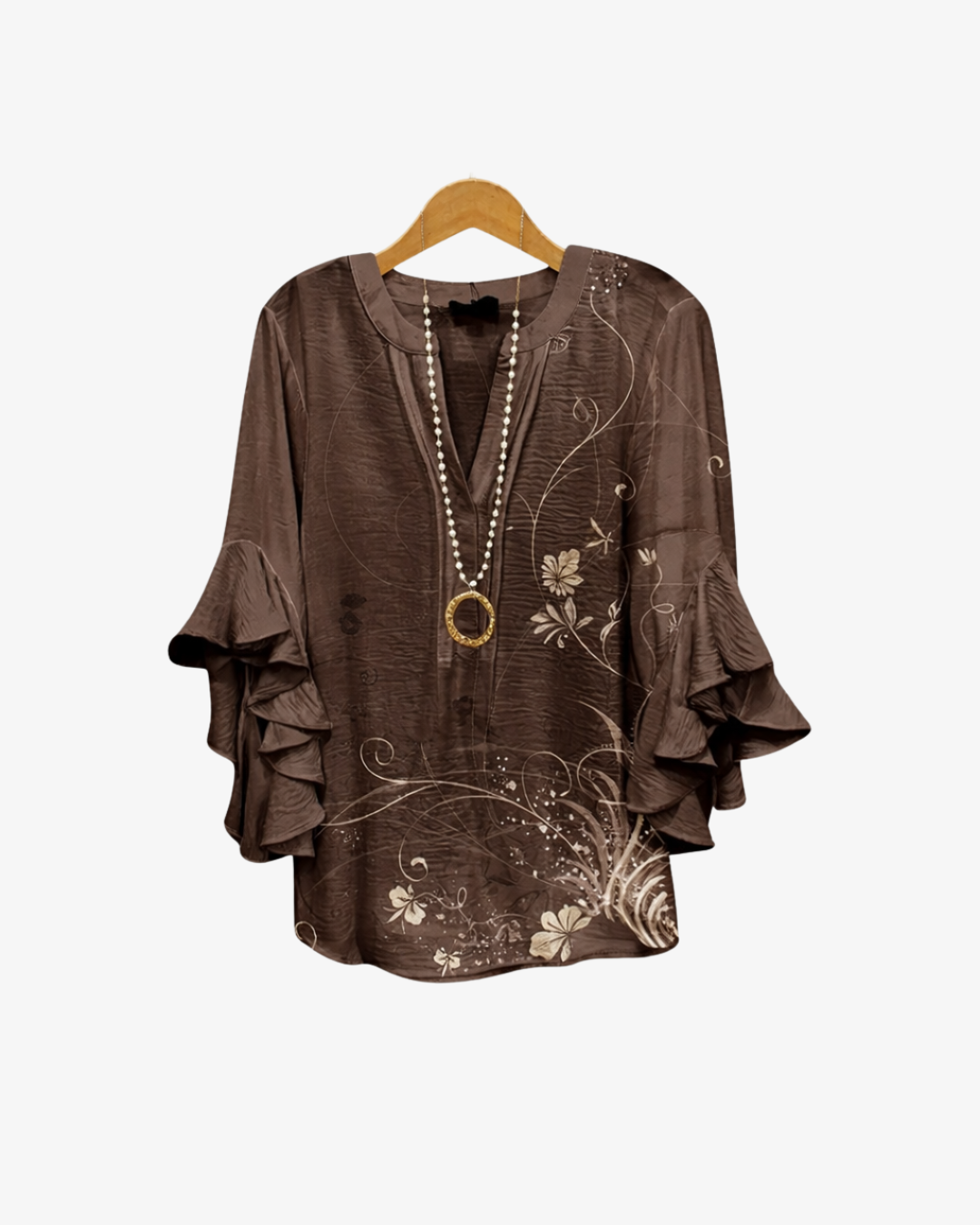 Sorvienne | Women’s Textured Ruffle Sleeve Blouse