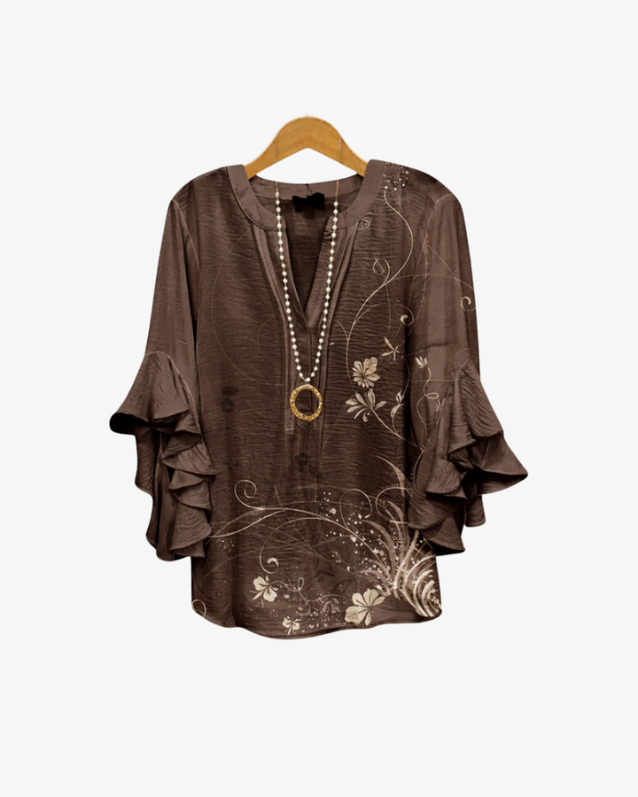 Sorvienne | Women’s Textured Ruffle Sleeve Blouse
