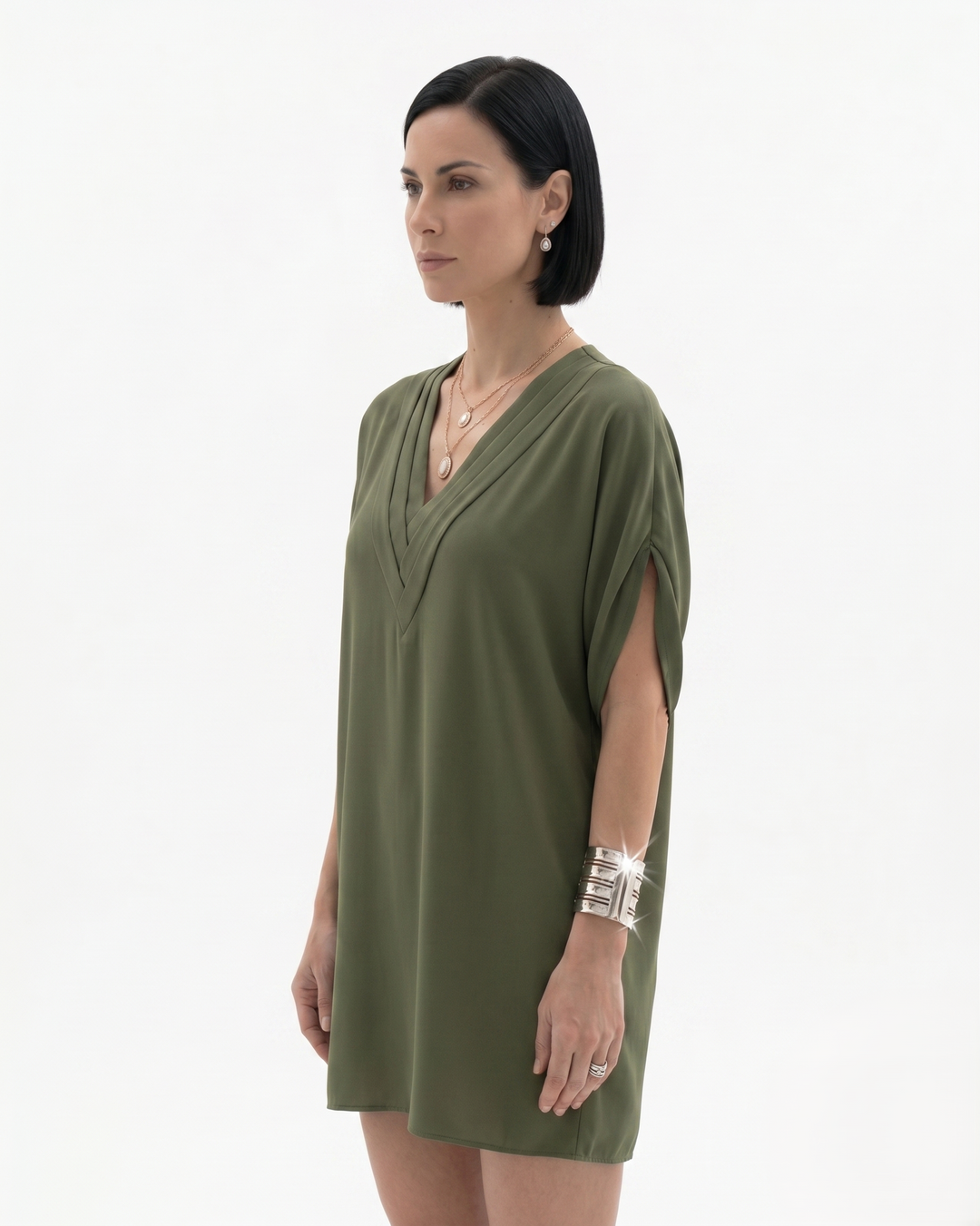 Sorvienne | Women’s Draped V-Neck Shift Dress