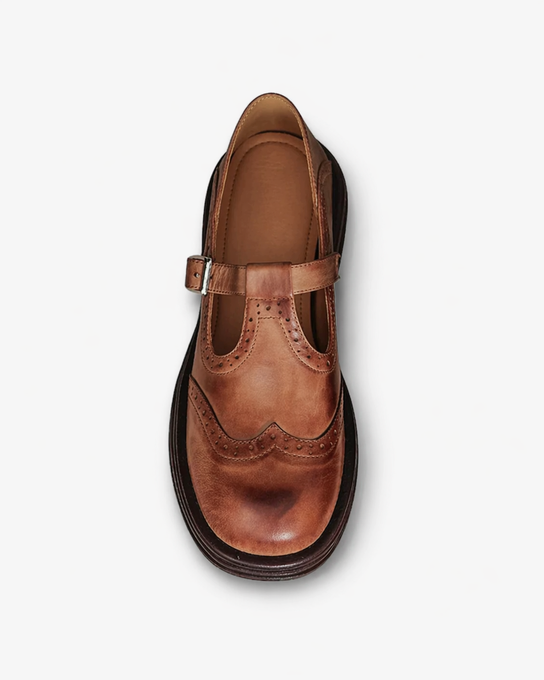 Sorvienne | Women’s Leather Brogue Mary Jane Shoes
