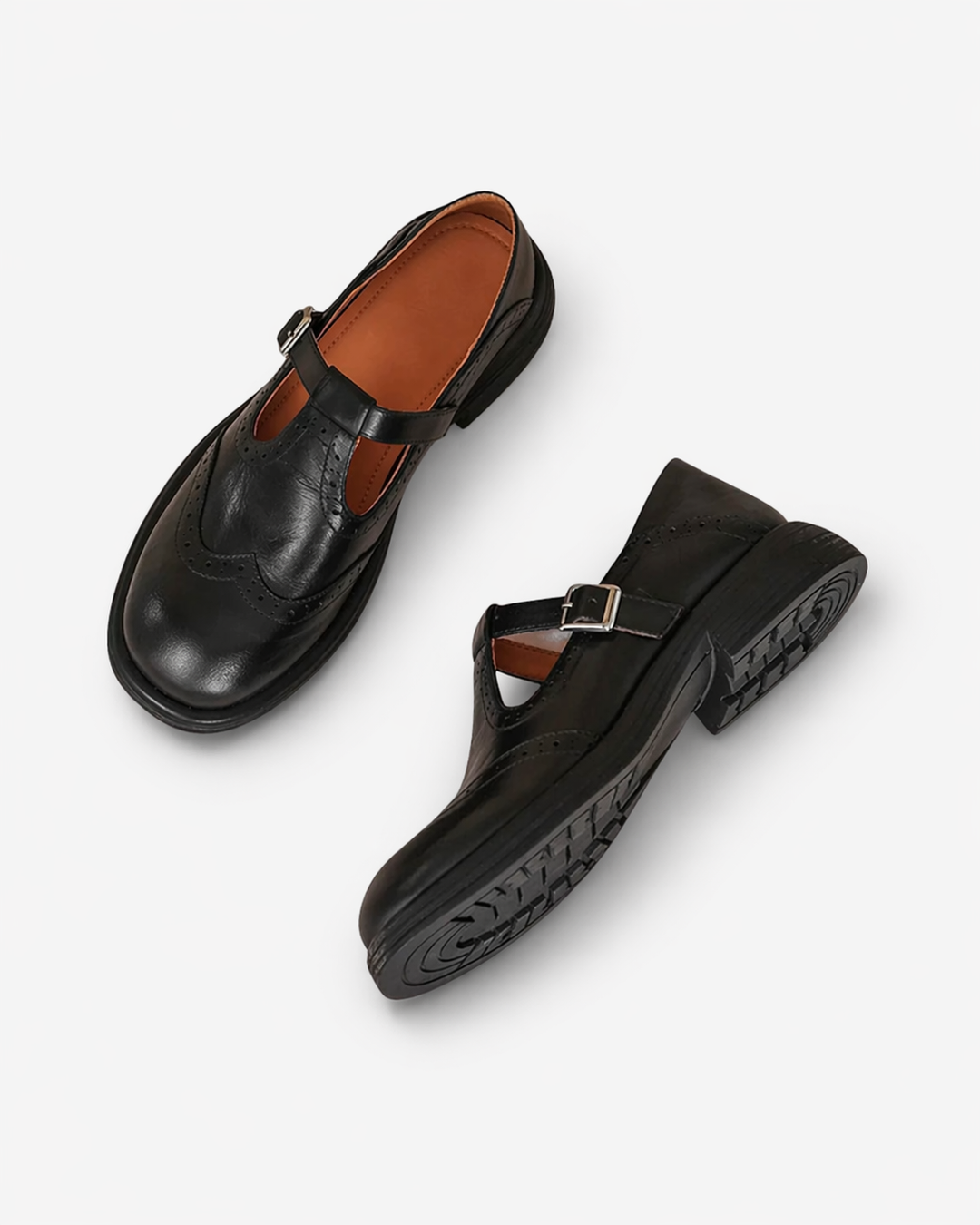 Sorvienne | Women’s Leather Brogue Mary Jane Shoes
