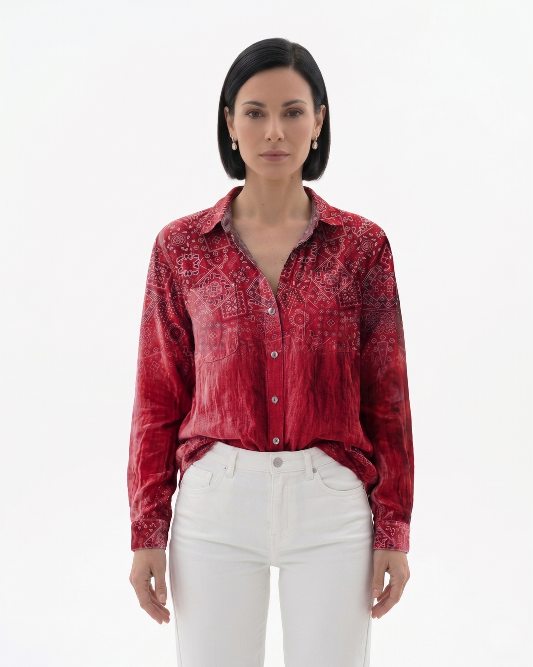 Sorvienne | Women’s Patterned Button-Through Blouse