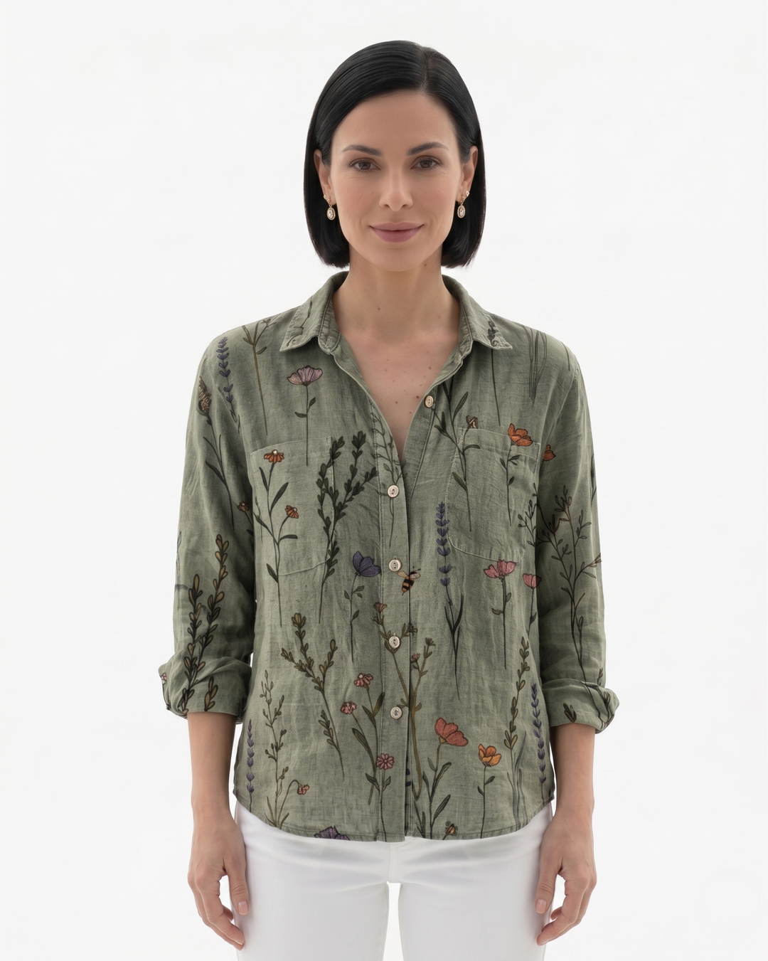 Sorvienne | Women’s Patterned Button-Through Blouse