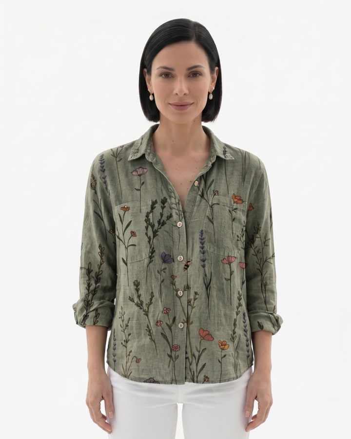 Sorvienne | Women’s Patterned Button-Through Blouse