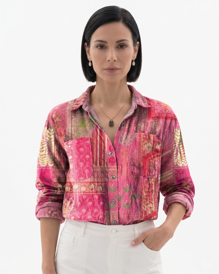 Sorvienne | Women’s Patterned Button-Through Blouse