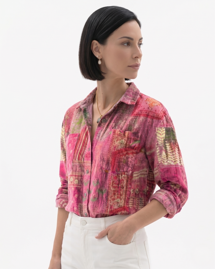 Sorvienne | Women’s Patterned Button-Through Blouse