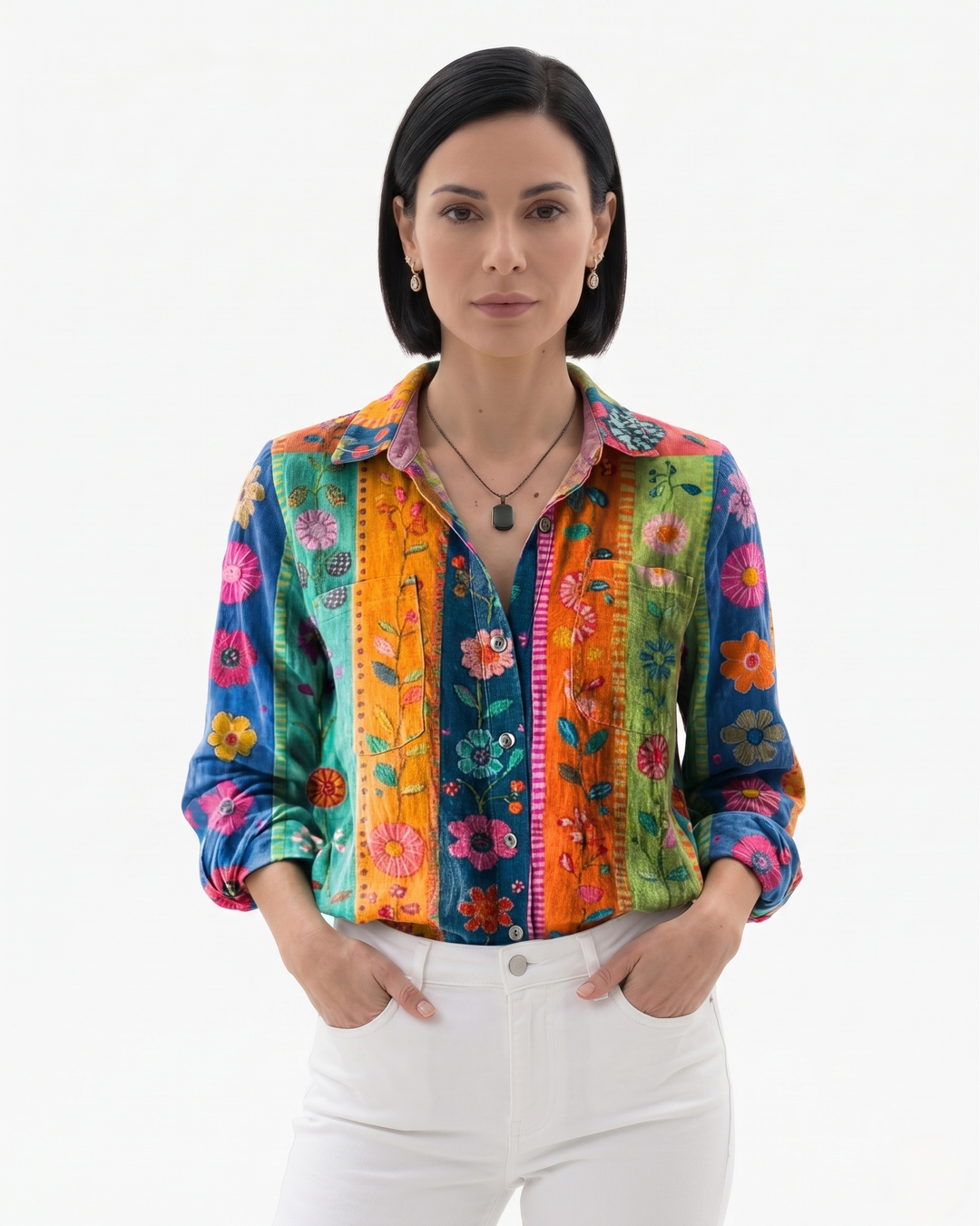 Sorvienne | Women’s Patterned Button-Through Blouse