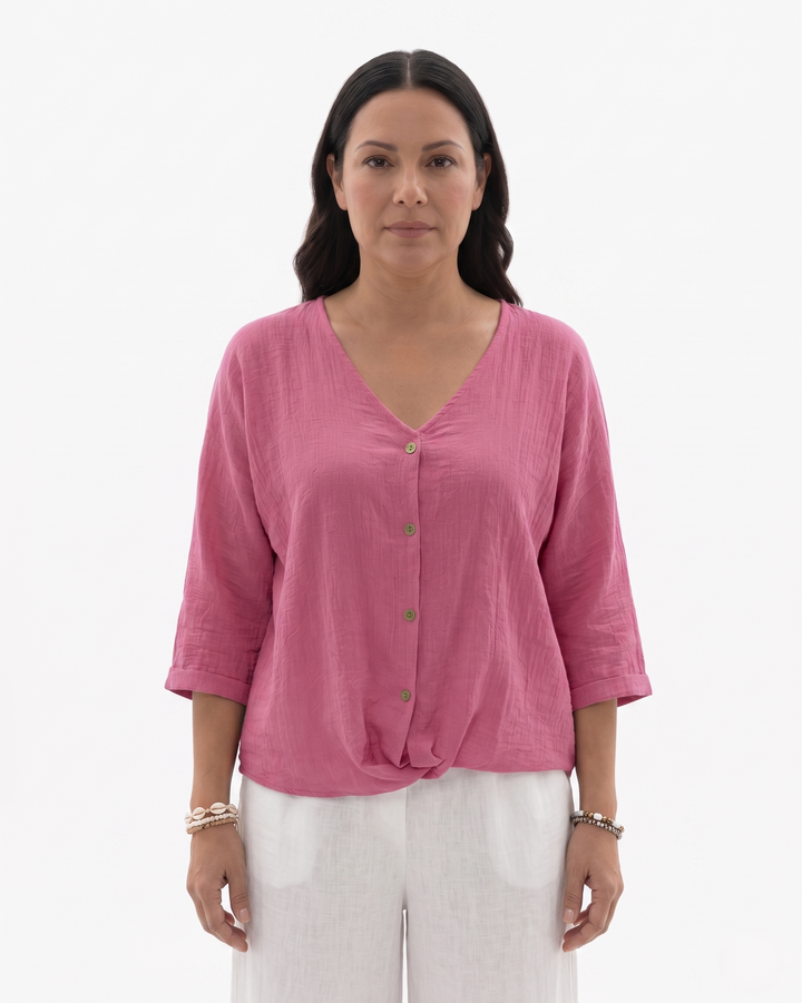 Sorvienne | Women’s Relaxed Fit V-Neck Blouse