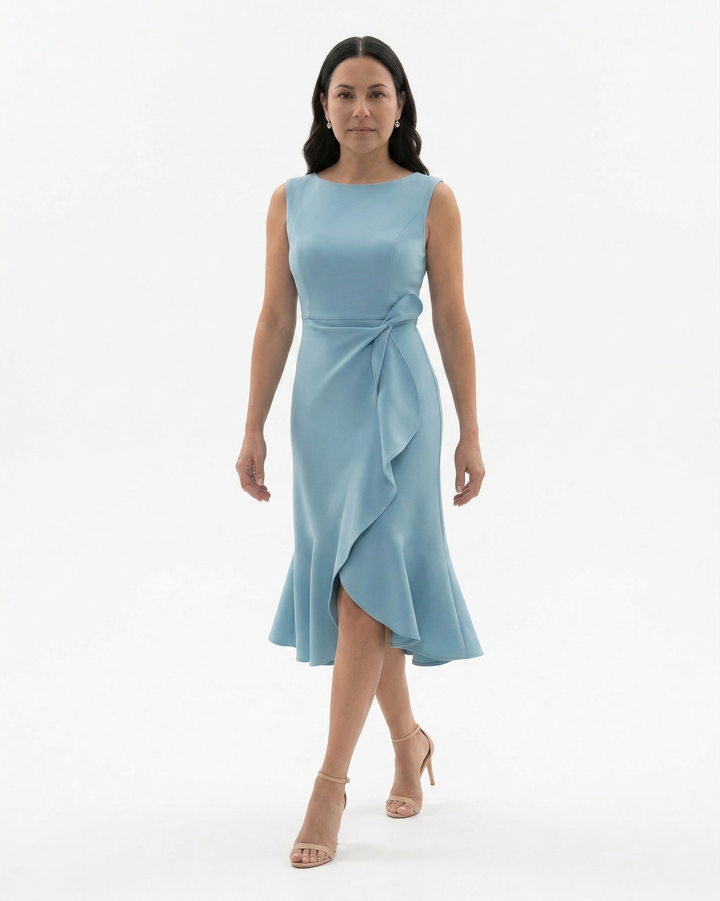 Sorvienne | Women’s Sculpted Waist Flared Midi Dress