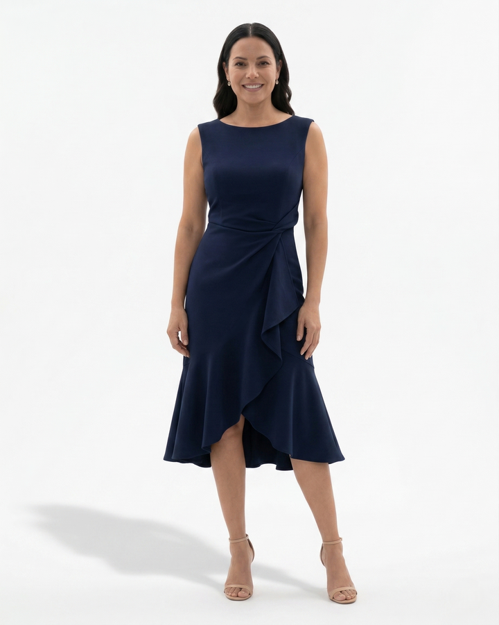 Sorvienne | Women’s Sculpted Waist Flared Midi Dress