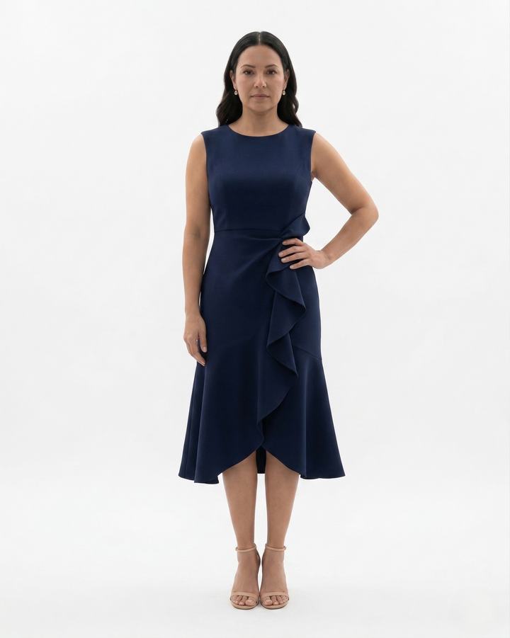 Sorvienne | Women’s Sculpted Waist Flared Midi Dress