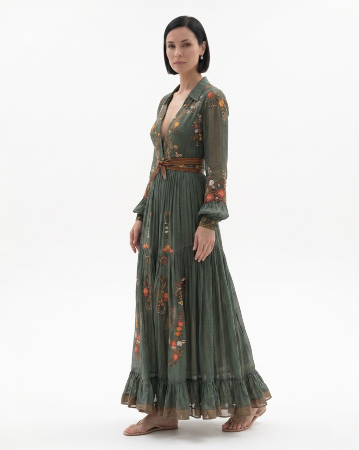 Sorvienne | Women’s Sheer Floral Maxi Dress