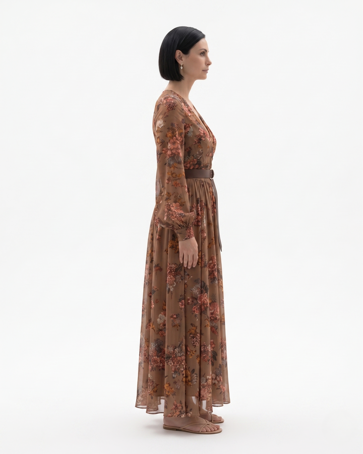 Sorvienne | Women’s Sheer Floral Maxi Dress