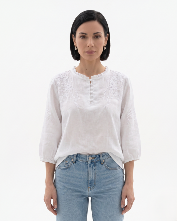 Sorvienne | Women’s Textured Cotton Blouse