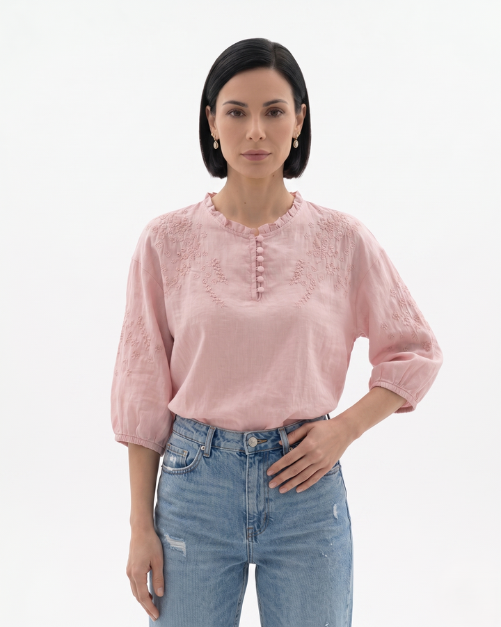 Sorvienne | Women’s Textured Cotton Blouse