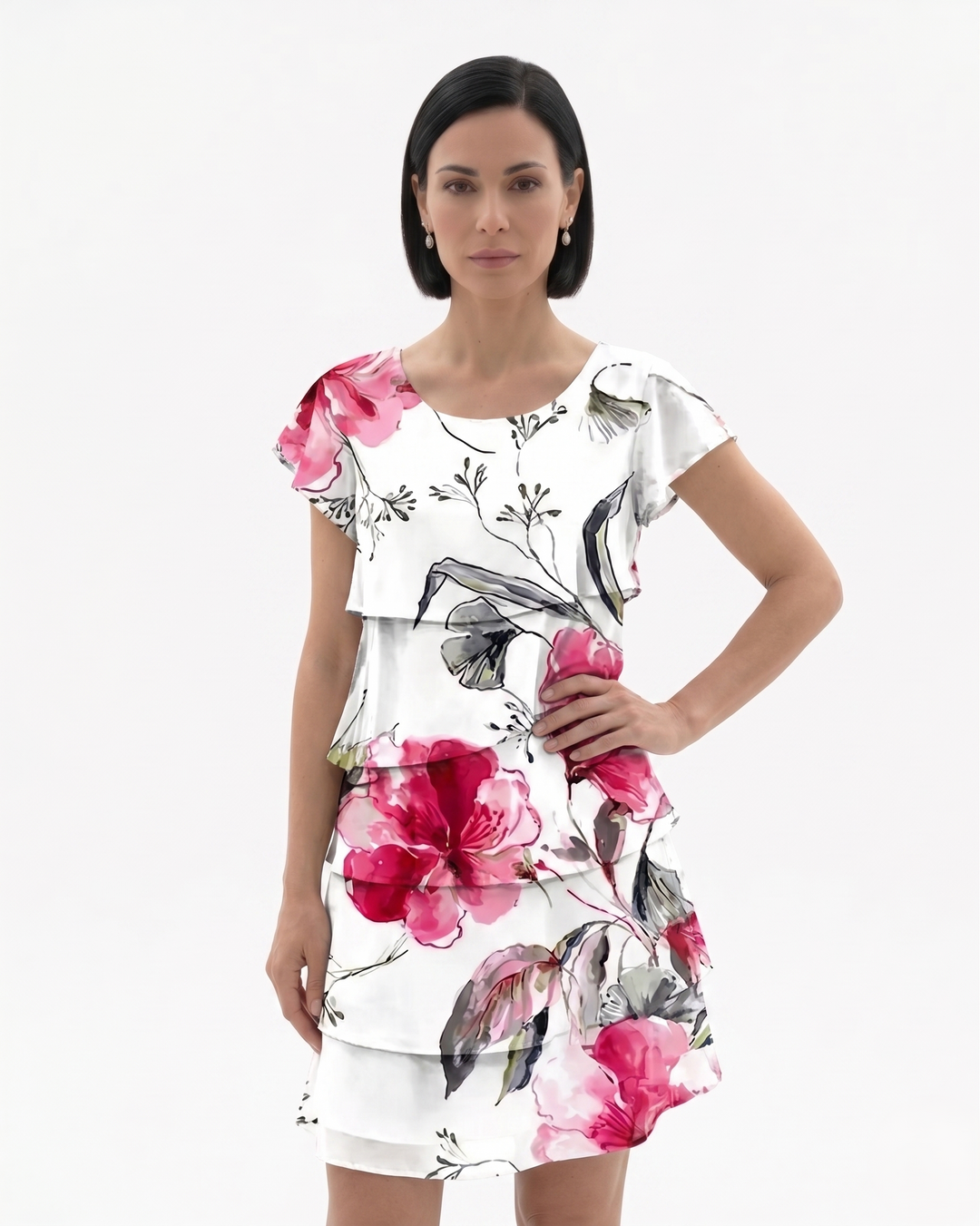 Sorvienne | Women’s Tiered Floral Print Dress