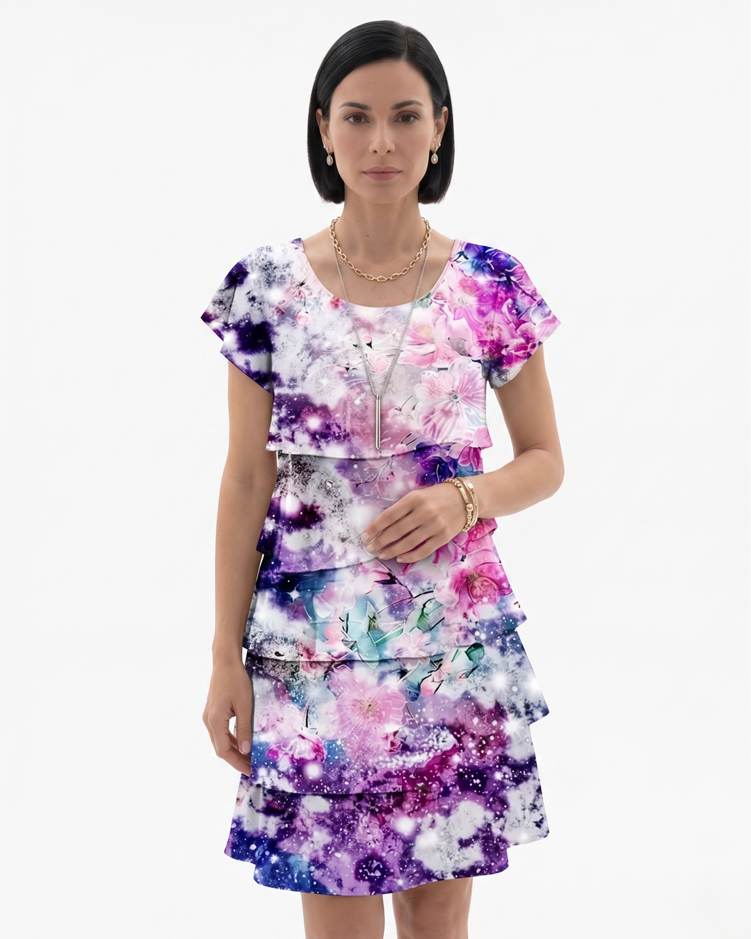 Sorvienne | Women’s Tiered Floral Print Dress